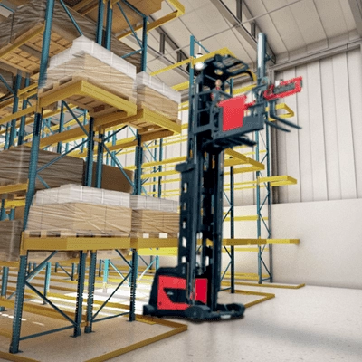 Sistem de rafturi cu culoare inguste